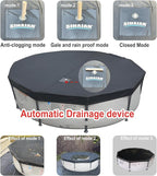 28 Ft Pool Cover, with Automatic Drain Round Pool Cover, One-Piece Quick Installation and Removal Above Ground Pool Cover, Preventing Waterlogging, UV Protected Solar Swimming Pool Cover