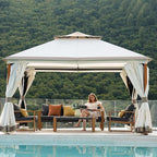 Grand Patio 10x13 FT Outdoor Double Quick Assembly Detachable Vent Soft Top Gazebo with Mosquito Netting and Curtains, 130 Sq Ft of Shade for Backyard and Garden, Beige