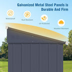 BlueWish 4'x10' Storage Shed, Outdoor Storage Shed with Vents, Galvanized Sloping Roof, Metal Tool Shed Small Shed for Tool Storage, Garbage,Pet House
