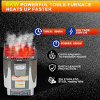 Outdoor Barrel Sauna, 8 Person Wooden Steam Sauna Room with 6kw Toule Electric Heater with Stone, Canadian Red Ceder, Asphalt Shingle Roof (Red Ceder)