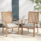 Patio Dining Chair Set of 4, Aluminum Outdoor Dining Chairs with Waterproof Cushions, Metal Outdoor Patio Furniture Seating for Porch, Balcony, Deck, Backyard, Light Wood Color