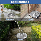 JANZ 30'' Pressure Washer Surface Cleaner with 4 Wheels,Dual Handle,Stainless Steel Housing, 2 Hose Adapters and 4 Replacement Nozzle Cores,Ideal for Driveways, Sidewalks,Patios,Decks Cleaning
