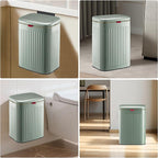 2.11Gallon 8L Carbon Steel Trash Can Door Compost Bin Wall Mounted 2 Ways Sliding Lid Compost Bin Countertop Kitchen Hanging Cabinet Door Trash Bin Metal Garbage Bin Cubo de BasuraGreen