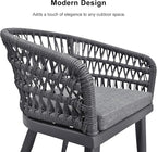 PURPLE LEAF 7 Pieces Outdoor Dining Set All-Weather PE Rattan Outdoor Patio Furniture Set with All Aluminum Frame Rectangular Table and Chairs Set for Lawn Garden Backyard Deck, Grey