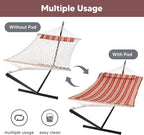 SUNCREAT Hammocks Portable Hammock with Stand, Hammock with Stand 2 Person Heavy Duty for Bedroom, Backyard, Patio, Balcony, Red Stripe