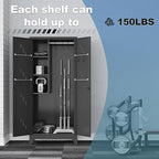 Metal Garage Storage Cabinet, 75” Cleaning Tool Cabinet with Hooks and Hanging Rods, Heavy Duty Garden Tool Organizer, Broom Cabinets for Home, Garage, Laundry Room, Gym, Workshop