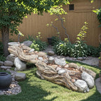 60" Long Cascading Outdoor Rock Water Fountain, 5-Tier Tranquil River Waterfall, Realistic Rock Design, Serene Flowing Water Sound for Outdoor Garden, Patio, Landscaping, Home Decor