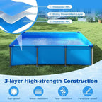 GYMAX 8.5' x 6' x 26" Metal Frame Above Ground Swimming Pool, Outdoor Backyard Famliy Pool w/Puncture-Resistant Fabric, Drainage Valve Connector for Kids & Adults (8.5' x 6' x 26", Rectangle, Blue)