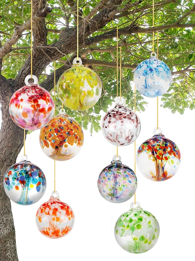 Dale Tiffany Hand Blown Glass, 8" Diameter Enchanted, Tree of Life Collection, Witch Globe Hanging Garden Indoor/Outdoor Decorative Ornament Gazing Ball