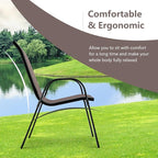 Tangkula 4 Pieces Patio Dining Chairs, Outdoor Stackable All Weather Heavy Duty Dining Chairs Set with Armrests, Support 330 LBS, for Poolside, Backyard, Garden, Deck, Front Porch (Brown)