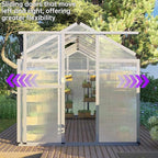 CQZY 6x8 FT Greenhouse for Outdoors,Walk-in Greenhouse for Outside,Silver