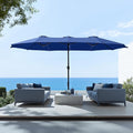 Sophia & William 15 ft Extra Large Patio Umbrella with Base Included, Rectangular Outdoor Umbrella Heavy Duty, Market Umbrella Double-sided Fade Resistant for Pool Garden Backyard, Haze Blue
