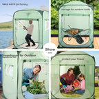 Porayhut Pop Up Greenhouse Tent,Portable X-Large Walk-in Flower House ,Indoor Outdoor Gardening Plant Sunshine Room with PE Mesh Cloth Cover for Protecting Plant from Cold Frost & Birds