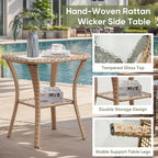 7 Piece Patio Furniture-All-Weather PE Wicker Outdoor Patio Furniture with Swivel Rocker Chairs,Outdoor Couch with Ottomans,Outdoor Furniture Set with Tables,