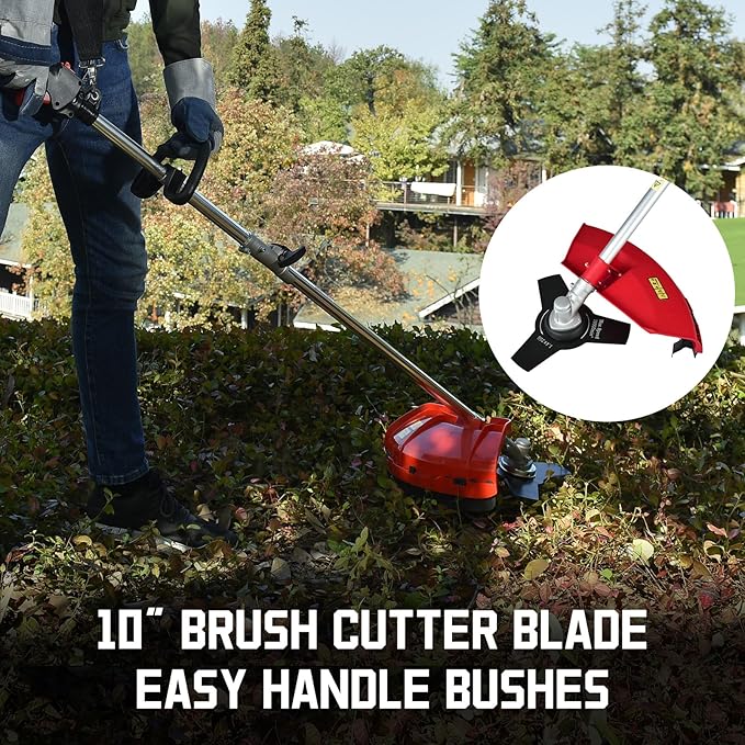 PowerSmart 25.4cc Gas Weed Wacker, 2-in-1 String Trimmer/Edger 16-Inch with 10-Inch Brush Cutter for Grass Cutting, 2025 Version