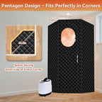 Portable Sauna for Home - Upgraded Personal Home Sauna Box with 3L 1300W Steamer, Big Folding Chair, 9 Levels Heat, Timer, Remote Control - Large Size Steam Room Saunas Tent for Relaxation & Spa Black
