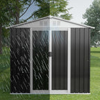 Outdoor Sheds 6FT x 4FT Outdoor Storage, Metal Anti-Corrosion Utility Tool House with Lockable Door & Shutter Vents，Outdoor Waterproof Garden Tool Metal Storage Sheds（Grey）