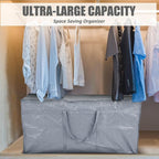 4 Pcs 96 Gallon Large Moving Bags with Zipper and Handles Foldable Storage Duffle Bags Heavy Duty Extra Large Totes for College Dorm Travel Clothes Blankets Bedding Moving (Silver)