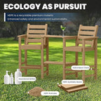 Tall Adirondack Chairs Set of 2, All Weather HDPE Poly Bar Height Balcony Adirondack Chair with Removable Double Connecting Trays, Outdoor Adirondack Barstools for Deck, Patio, Yard, Pool, Lawn