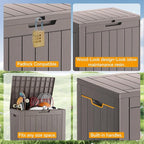 NUNU LAB Outdoor Storage Box, 32 Gallon Deck Box Indoor Outdoor Storage Bin, Waterproof Resin Patio Storage Box for Garden Tools, Package Delivery, Pool Accessories Lockable