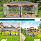COBIZI Gazebo 12x20 Heavy Duty Gazebos with Improved Nettings Outdoor Gazebo Canopy Double Roof Patio Gazebos with Metal Steel Frame for Patio, Deck, Backyard (Gray)