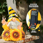 Garden Sculptures & Statues Resin Summer Bee Gnome with Sunflower, Outdoor Funny Decoration Solar Light Figurine Gifts for Yard, Patio Decor for Mom