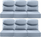 Luxury 24x24x6 Inch Smile Patio Cushions for Outdoor Furniture Set of 6 - Thick Back & Deep Seat Outside Replacement Chair Pillows for Rattan Glider Loveseat Sectional Sofa - Baby Blue