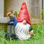 Garden Gnomes Statues Outdoor Decor with Shovel Solar Gnome with Lantern LED Lights,Terrace Xmas Courtyard Lawn Patio Porch Decoration Birthday Christmas Housewarming Gift for Mom Women