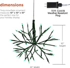 Alpine Corporation 10" H Indoor Christmas Twig 3D Hanging Snowflake Ornament with LED Lights, Green, Christmas Decoration (Pack of 4)