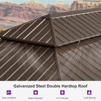 PURPLE LEAF 14' X 20' Outdoor Hardtop Gazebo Patio Wide Aluminum Frame Metal Double Roof with Heavy Duty Netting and Curtains for Permanent Hard Top Pavilion Screen, Khaki