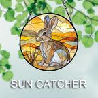 Stained Glass Window Hanging 4 Pcs Set Animals 7.8" - Desert Landscape Yellow Suncatcher Door Garden Sun Catcher Decor Birthday Christmas for Mom Woman Nana Men