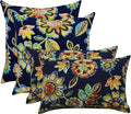 RSH DECOR: Lumbar & Square Throw Pillows Set of 4 | 20" x 12" & 17" x 17" | All-Weather Spun Fabric | Water and Fade-Resistant | Outdoor Accent Pillows for Patio Furniture | Daelyn Navy