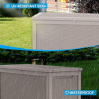 Vixzen 320 Gallon Resin Deck Box, Lockable Outdoor Storage Box for Patio Cushions Storage Furniture,Garden Tools, Pool Supplies, Weatherproof and UV Resistant- Grey