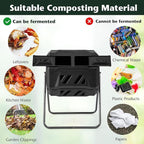 Goplus Compost Bin, Outdoor 42-Gal Dual Chamber Composting Tumbler w/2 Sliding Doors, Heavy-Duty Metal Frame, 360° Rotatable Tumbling Composter, BPA-Free Compost Tumbler for Kitchen Garden Yard Waste