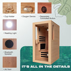 1 Person Full Spectrum Infrared Sauna,Home Dry Sauna with Rapid Heating & Adjustable Backrest Chair, Indoor Spa Room, 120V,Detox & Muscle Relaxation