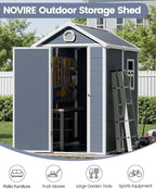 6x4.5 FT Plastic Sheds & Outdoor Storage, UV Resistant Storage Sheds Outdoor with Floor and Window, All-Weather Garden Resin Tool Shed for Lawn Mower, Yard Tools, Bike, Dark Gray