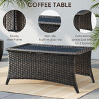 Swivel Patio Chairs sofa Set of 4 with 6" Thick Cushion - Wicker Outdoor Swivel Rocker Patio Chair ,Sofa/Glass coffee table, High Back Comfortable Outdoor Glider Chairs - Brown Wicker | Blue Cushions