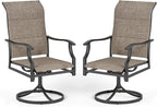 PHI VILLA Swivel Patio Dining Chair with 42" High Back, Padded Textilene Deep Seating Outdoor Chairs with Armrest & E-Coating Frame, All Weather-Resistant for Deck Lawn Garden, Set of 2