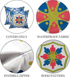 Pyonic Outdoor Pillows Waterproof Throw Pillow Covers Set of 4 Floral Printed and Boho Farmhouse Outdoor Pillow Covers for Patio Funiture Garden 18x18 Inch