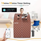 Giantex Portable Steam Sauna, Personal Therapeutic Sauna for Detox, Temperature & Timer Adjustable, 800W Sauna Box Spa w/Chair, 3L Steamer,Massage Roller,Mat,Remote Control, Home Sauna Tent (Coffee)