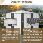 Spacious 8 x 6 ft Outdoor Storage Shed, All Weather Metal Sheds with 2 Lockable Doors, Tool Shed for Garden, Backyard, Lawn,White