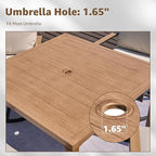 NATURAL EXPRESSIONS 5 Piece Outdoor Patio Dining Sets, 4pcs Swivel Dining Chairs & Square Woodgrain Dining Table with 1.65”Umbrella Hole for Lawn, Garden, Deck, Backyard and Porch