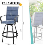 Vongrasig 6 Piece Outdoor Patio Swivel Bar Chairs, All Weather Padded Sling Textile High Top Bar Stools, Bistro Set for Backyard, Lawn Garden, Balcony, Padded Blue