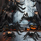 Halloween Giant Spider Decorations: 12/20/30/35/49 Inches Large Fake Scary Hairy - 5PCS Huge Plush Toy Props for Indoor Outdoor Creepy Lawn Garden Decor Black