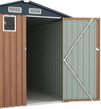 6x8 FT Sheds & Outdoor Storage,Steel Storage Shed with Lockable Doors and Window,Waterproof Garden Shed w/Roof Slope Design & Weather Versatility,Tool House for Storing Bicycles,Yellow