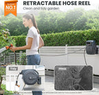 Giraffe Tools AW405/8MB Retractable Garden Hose Reel 5/8" x 90 ft PRO Metal Bracket, Heavy Duty, Any Length Lock Hose Reel, 90ft, Dark Grey