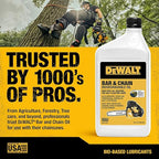 DEWALT – Biodegradable Bar & Chain Oil – Green, Eco-Friendly, Non-Toxic Professional Bar & Chainsaw Lubricant – Ultraclean All-Season Oil for Gas, Electric Saw, and Pole Saw, 32 oz
