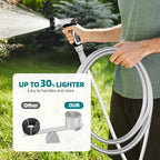 SPECILITE Stainless Steel Garden Water Hose 50 ft with Swivel Handle, Lightweight & Flexible Pipe with Heavy Duty Nozzle for Yard, Outdoor, Lawn