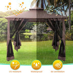 COBIZI Gazebo with Improved Cold-Proof Nettings Winter Gazebos on Clearance Heavy Duty Gazebo Double Roof with Metal Frame Gazebo Tent for Patio, Deck (Frame Thickened)