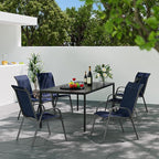 Patio Dining Chairs Set of 6, Outdoor High Stacking Chairs，Breathable Seat Fabric and Alloy Steel Frame for Backyard, Porch, Garden, Sunroom (Blue)